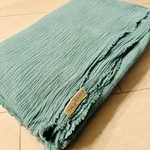 Coyuchi 2025 Topanga Organic Cotton Matelasse Blanket King Surf Rare Retired - Picture 2 of 4